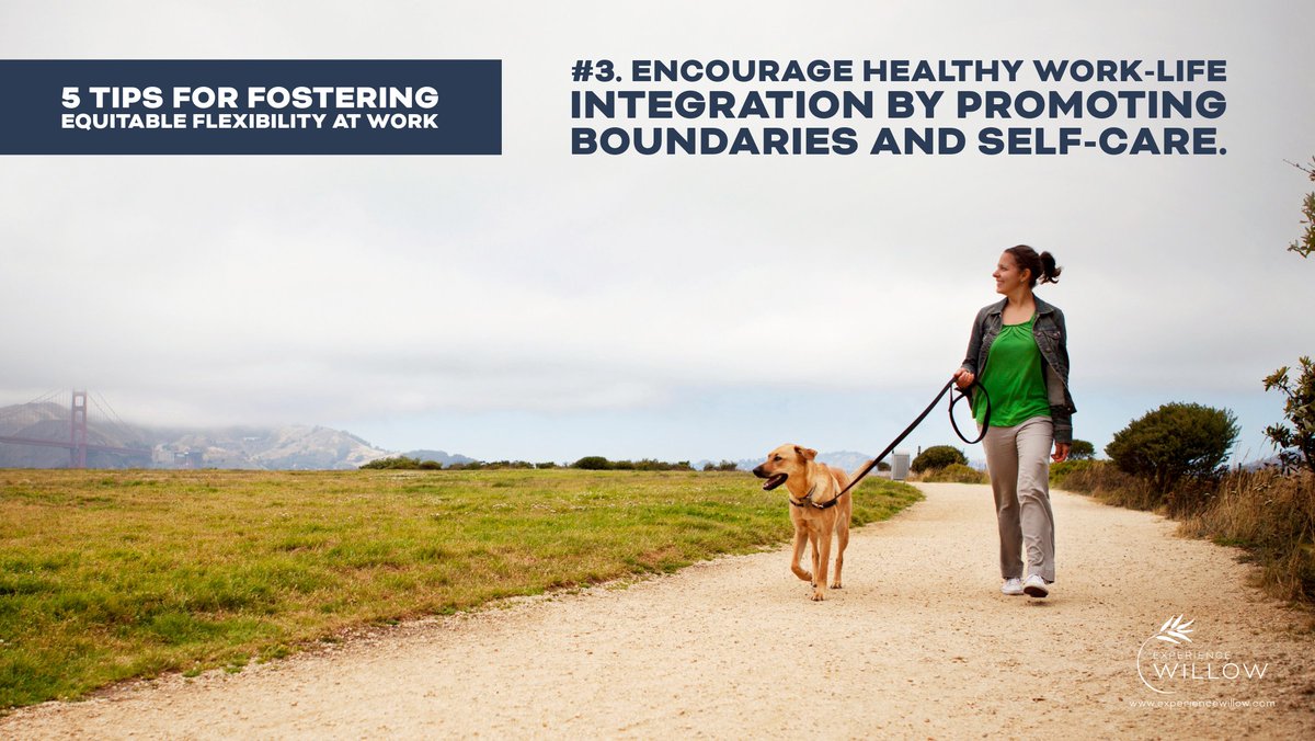 XperienceWillow's tweet photo. When #employees feel supported in balancing their personal and professional lives, they're more likely to thrive both at work and at home. See all five tips: https://t.co/CbsbWkz6uY  #willowwisdom #workplace #equity #flexibility https://t.co/rkfNOV6Azy