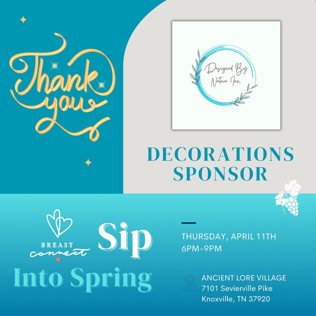 BreastConnect's tweet photo. We're grateful to Designed By Nature Inc. for being our Decorations Sponsor for Sip Into Spring! Thank you so much!

Who's getting excited about our event? 🎉 Online auction opens tomorrow!! Learn more @ https://t.co/POHKKjc3Co.

#breastcancer #survivorhelpingsurvivor #fundraiser https://t.co/EyxJb6Ye6t