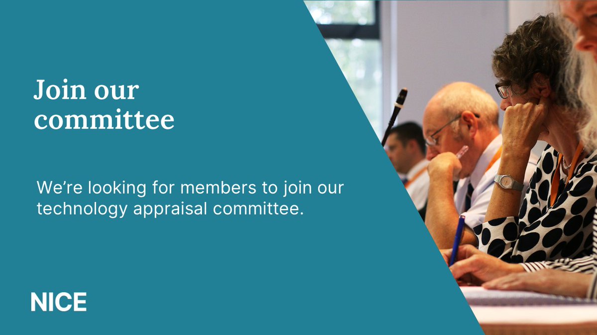 We're looking for members from a range of professions to join our Technology Appraisal Committee. Find out more: nice.org.uk/get-involved/o…