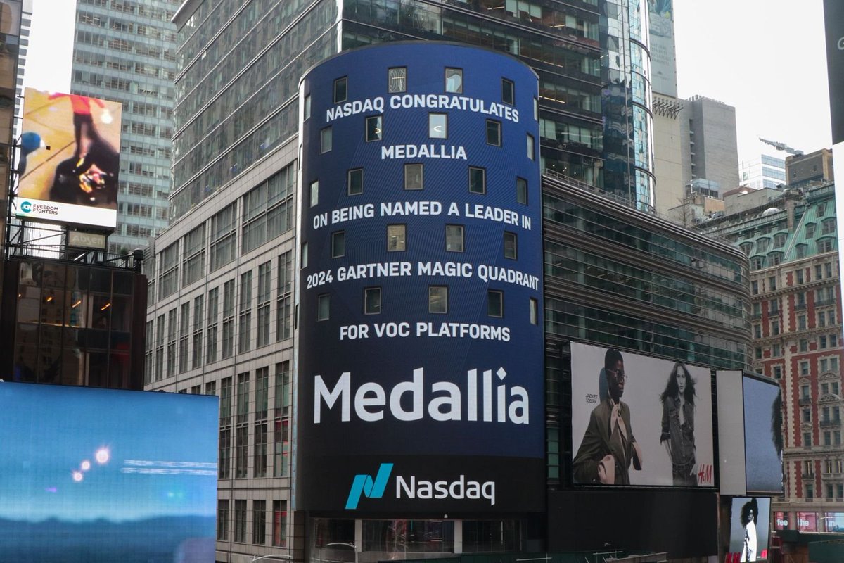 Nasdaq recently celebrated Medallia for our leadership in the 2024 Gartner Magic Quadrant for VOC platforms. Thank you Nasdaq for the recognition. We’re proud to maintain our position as a Leader for the third consecutive year! #GartnerMagicQuadrant #CustomerExperience