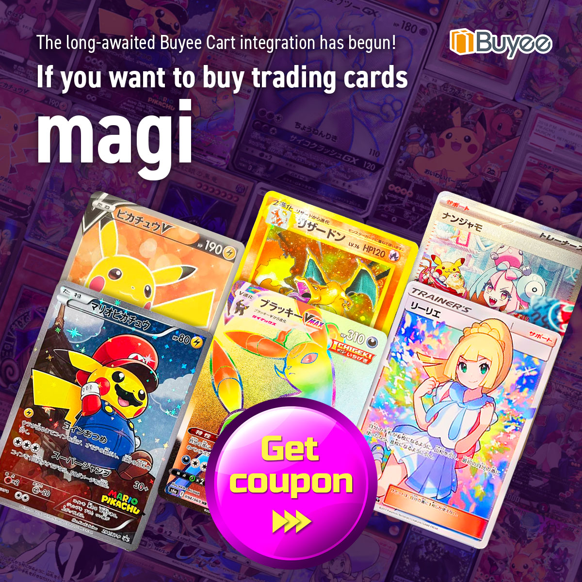 Enjoy 0 Yen Buyee Service Fees on all purchases from Magi - Japan's largest trading card marketplace from April 2 to 15. Explore a vast selection of Pokémon cards, Yu-Gi-Oh!, and more! Shop here: tinyurl.com/a5r8z4wd #buyee #magi #pokemon #tradingcard #collector #discount