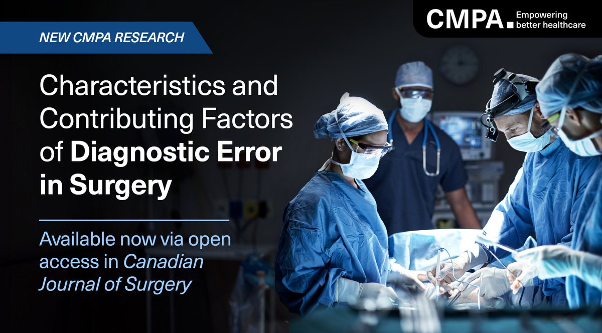 What are the 2 biggest contributing factors of diagnostic error in surgery?  
1️⃣ clinical decision-making 
2️⃣ communication breakdown  

Read our analysis on <a href="/CanJSurg/">CJS/JCC</a>: ow.ly/vX9q50QZ4Cr 

#CMPAResearch #SurgicalSafety #PatientSafety