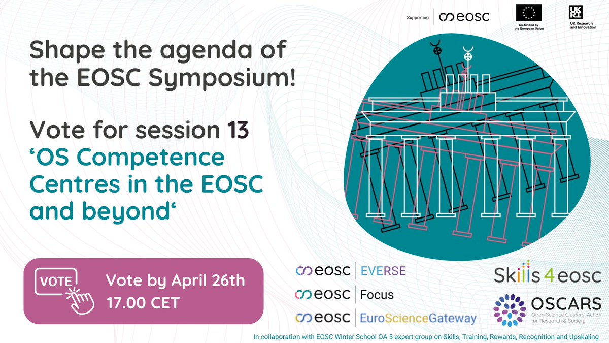 🗳️ Vote for the 'Open Science Competence Center in the EOSC and Beyond' session at #EOSCSymposium2024! Have your say in selecting Session 13 for the Unconference lineup. Voting will close on April 26th, 17:00 CET. Click here eosc.eu/symposium2024/