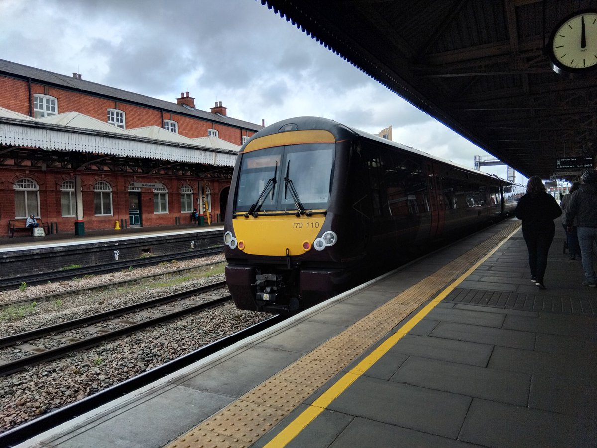 JamesTGlossop's tweet image. Well after a few hours in Nottingham, it's time to bid farewell and head back to Derby for the remainder of the Birthday with 170110 taking me there on the 14:07 service. Again costing me £1.90 for the journey. 
(03/04/2024) #Nottingham #Class170 #Turbostar #Nottinghamshire