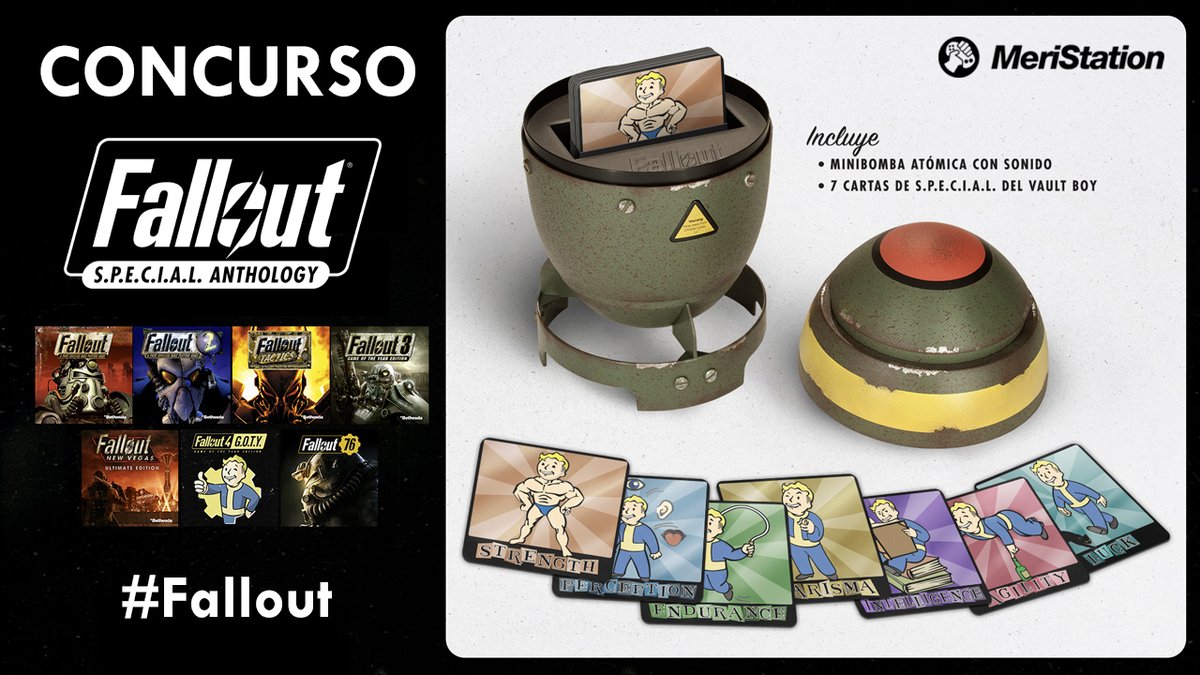 MeriStation's tweet photo. ☢️ ¡Nuevo concursazo! ☢️

🎁💣 Regalamos esta Edición SPECIAL Anthology con LOS 7 JUEGOS de la saga Fallout para PC

🔄 RT y follow @Bethesda_ESP
➡️ Comenta con el hashtag #Fallout, ¿qué esperas de la serie en Amazon Prime Video? https://t.co/peBsLzi1zD