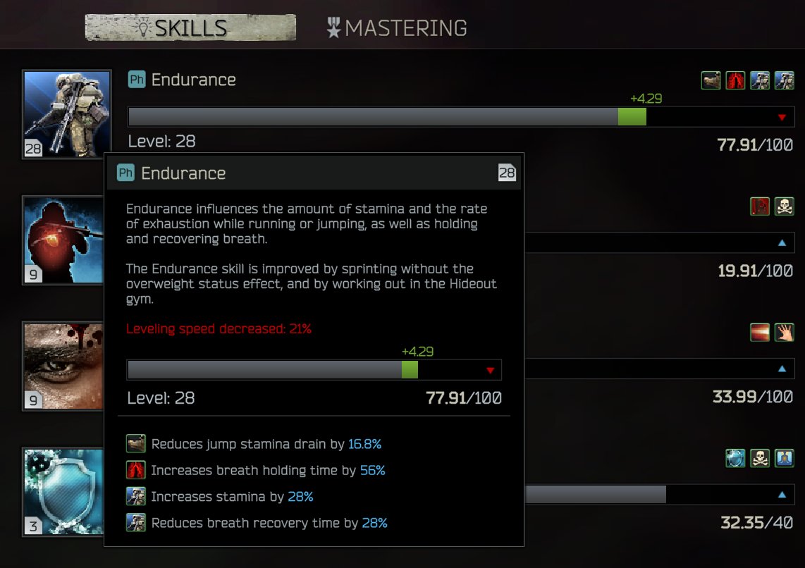 new skills leveling UI in-raid