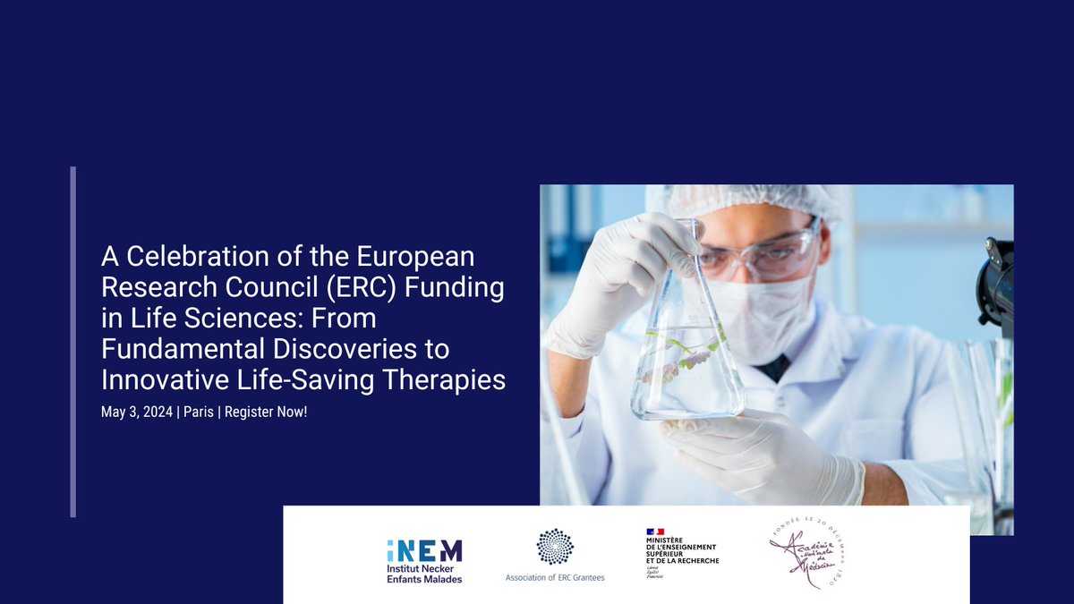 ERCGrantees's tweet photo. 📢 Join us in Paris on May 3rd for an exciting event celebrating ERC funding in life sciences! Limited seats available! 

Register now:➡️https://t.co/bigyhRv5oK

Agenda and more details ➡️ https://t.co/GlKRe06lhV

#ERCGrantees #ScientificExcellence https://t.co/VD2bVinA8m