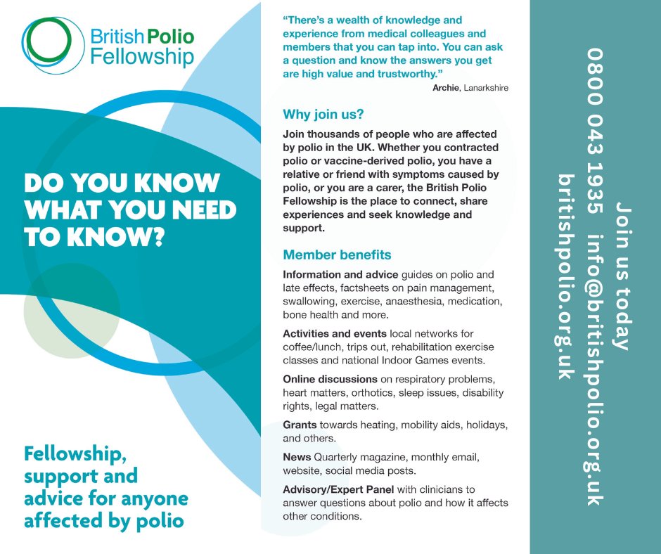 Are you living with the late effects of #polio or post-polio syndrome (#PPS)? To find out get in touch. Email your questions to info@britishpolio.org.uk and/or read britishpolio.org.uk/about-pps