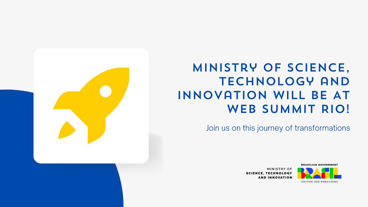 The @gov_mcti team is joining us at #WebSummitRio to promote their research and development into the impact economy. Connect with their team on the event app to learn more or check out their website👇 ow.ly/YRUN50R7i64 #WSRioPartner #Innovation #Startups #MCTI