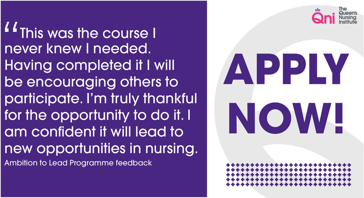 There's still 1 week to apply for our #AmbitionToLead programme. It aims to develop visionary professionals ready to make meaningful impacts in their communities. All #nurses and #AHPs in the #community #primarycare #socialcare are encouraged to apply: qni.org.uk/news-and-event…