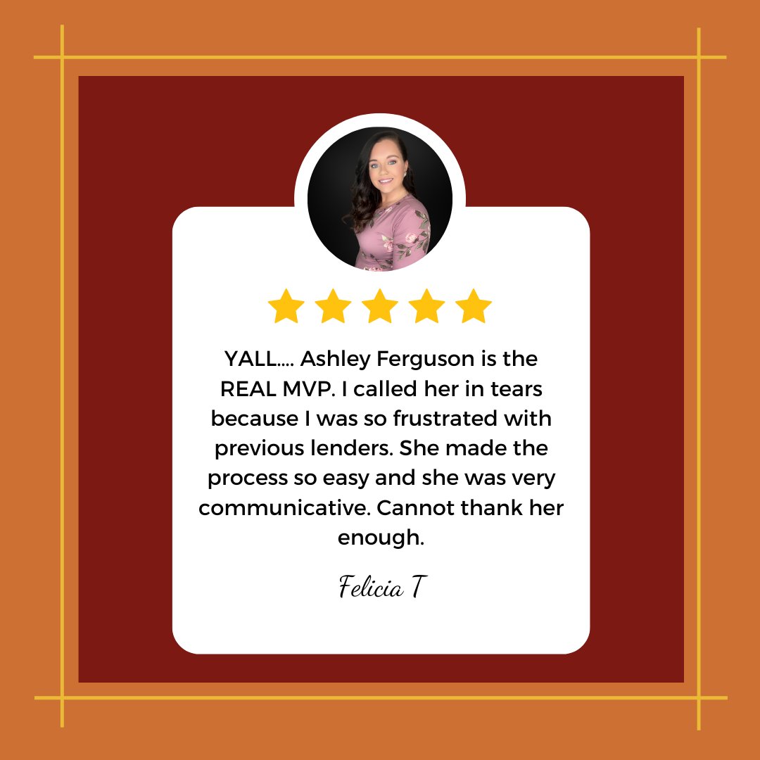 Great job Ashley Ferguson, Mortgage Loan Officer, First Choice Lending Services, LLC on your 5 star review!!✨

#buyahome #buyahouse #mortgagebroker #Tennessee
