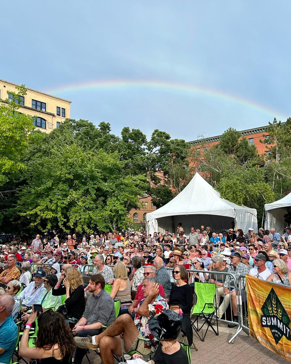 We are traveling back to Twin Cities Jazz Festival's 25th Anniversary to celebrate #NationalFindARainbowDay! After a bit of rain delay, the most beautiful rainbow broke out over @DavinaVagabonds's set! #tcjazzfest #rainbow Save the date for 2024 Jazz Fest - June 21 & 22!