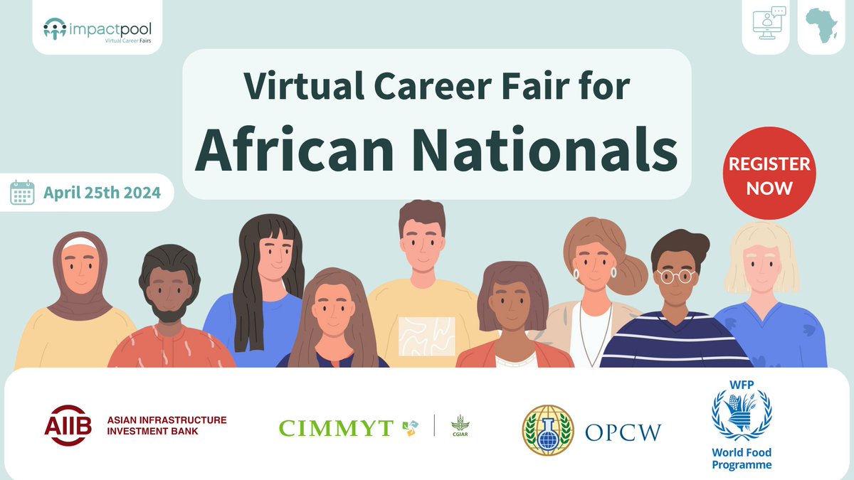 Ready for the next step towards your impact career?🌍 Calling all African professionals to Impactpool's Virtual Career Fair on April 25th! Your chance to advance and connect with some of the world's leading international organizations. Register today 👉 bit.ly/3vvXDhh