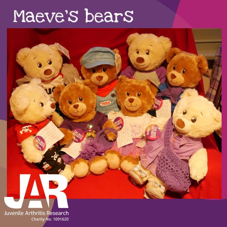 How ADORABLE are these bears that Maeve has donated to give to children with #JIA at her local hospital! If your child has ended up with one of Maeve's bears, we'd love to hear from you and see a photo to hear how each bear's journey has continued. Get in touch and let us know.