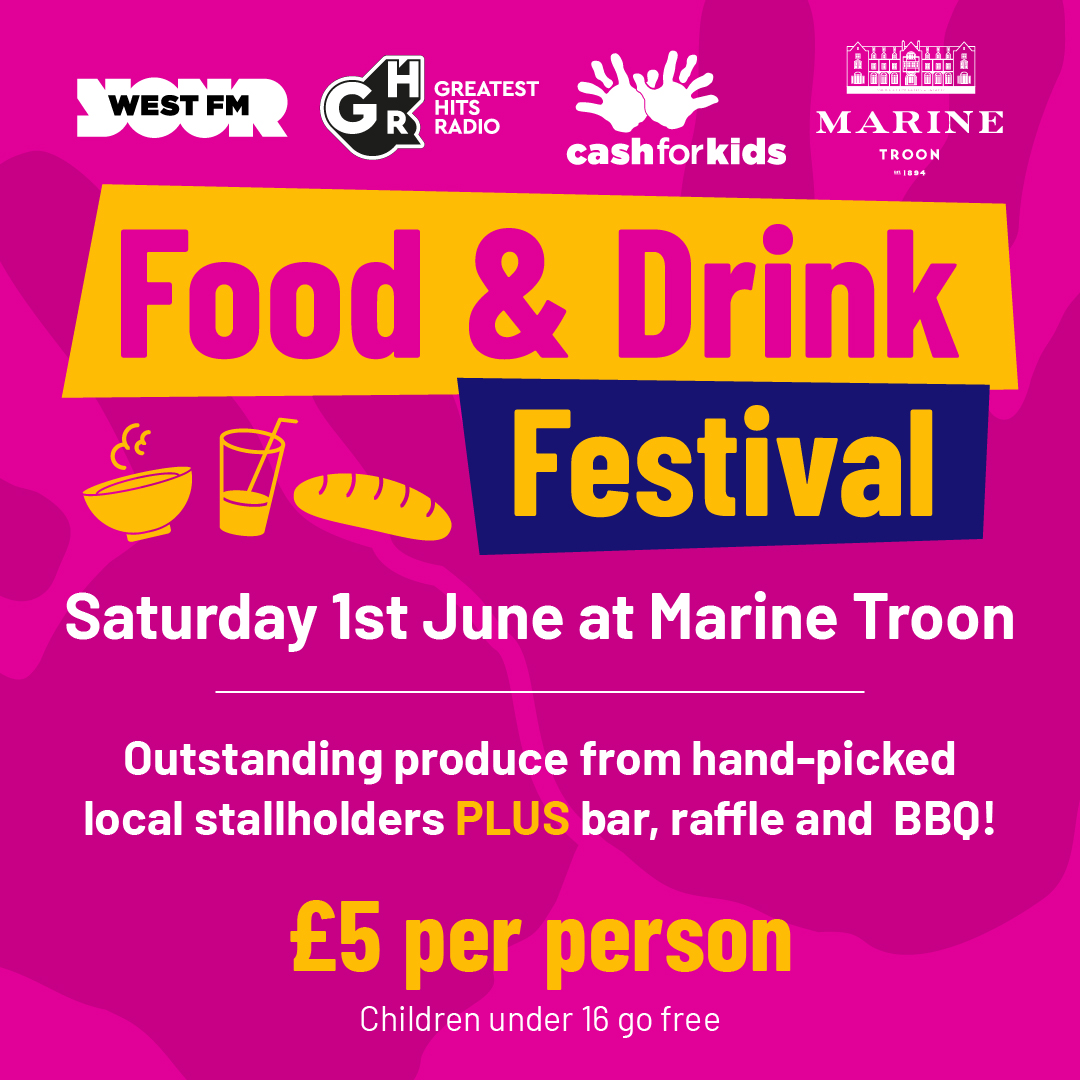 We are SO excited to announce our Food and Drink Festival in partnership with Marine Troon on Saturday 1st June 🥙🥂 Keep an eye on our socials for announcements of some of the amazing local businesses that will be there 🤩 Grab your tickets here: planetradio.co.uk/west/charity/e…