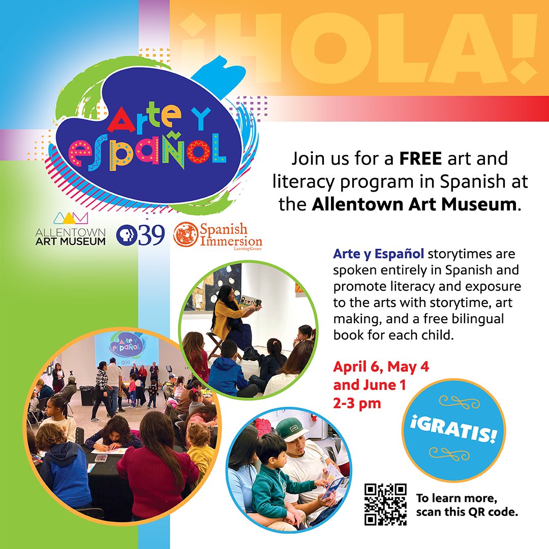 Don't miss out on the next Arte y Espanol program coming up this Saturday 4/6 at 2 pm at the Allentown Art Museum. A free one-hour storytime with craft for families. Learn more: wlvt.org/education/arte…