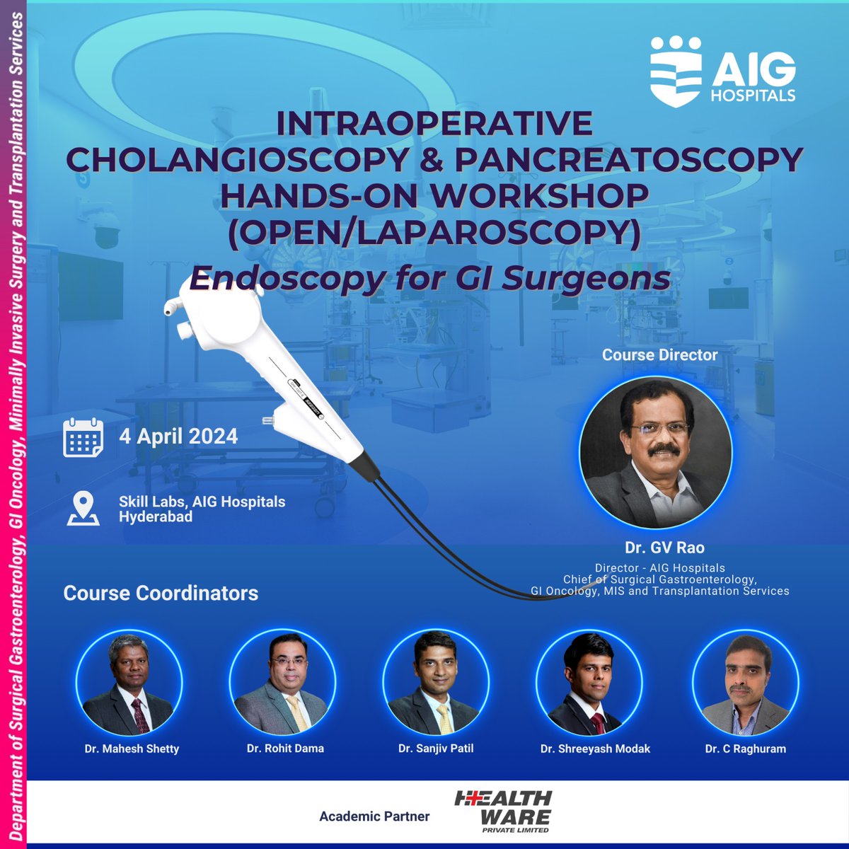 Hands-on course for #GISurgeons on Intra Operative #Cholangioscopy and #Pancreatoscopy using high resolution ultrathin digital endoscopes. This cutting edge technology can be used both as a diagnostic and therapeutic tool improving surgical outcomes.#GISurgery #HPB #AIGHospitals