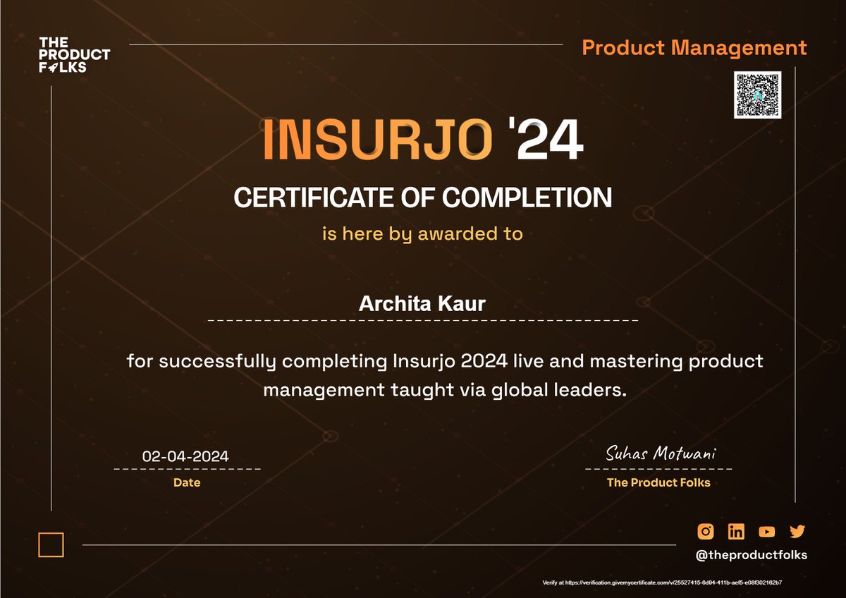 Archita (@archsscarousel) on Twitter photo Excited to share I've completed #InsurjowithTPF Product Management cohort by <a href="/TheProductFolks/">The Product Folks π</a>! π Thanks for the amazing journey, learned tons, and enjoyed every bit! Special shoutout to all the awesome speakers & such well-organized sessions and assignments! Excited to share I've completed #InsurjowithTPF Product Management cohort by <a href="/TheProductFolks/">The Product Folks π</a>! π Thanks for the amazing journey, learned tons, and enjoyed every bit! Special shoutout to all the awesome speakers & such well-organized sessions and assignments!