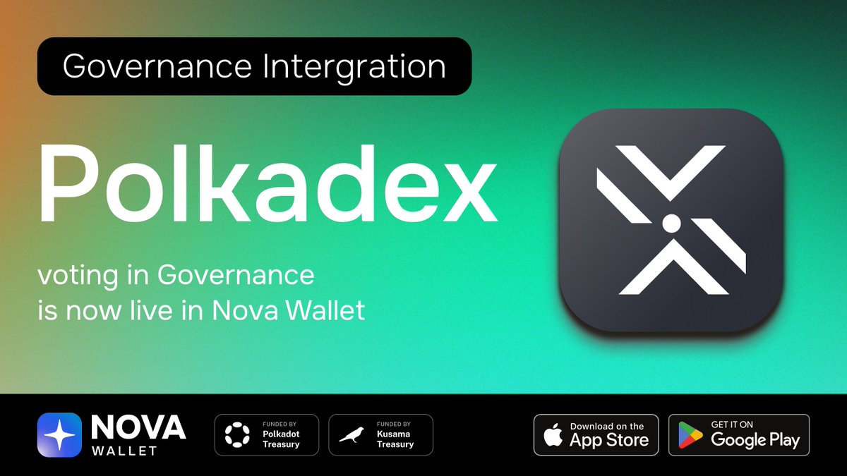 Shape the future of Polkadex – on-chain governance voting is now live in Nova Wallet! 🎉 Users of Nova Wallet can now vote in @polkadex on-chain referenda using Nova's premium governance interface! 🗳️ Download Nova Wallet! 🚀 novawallet.io