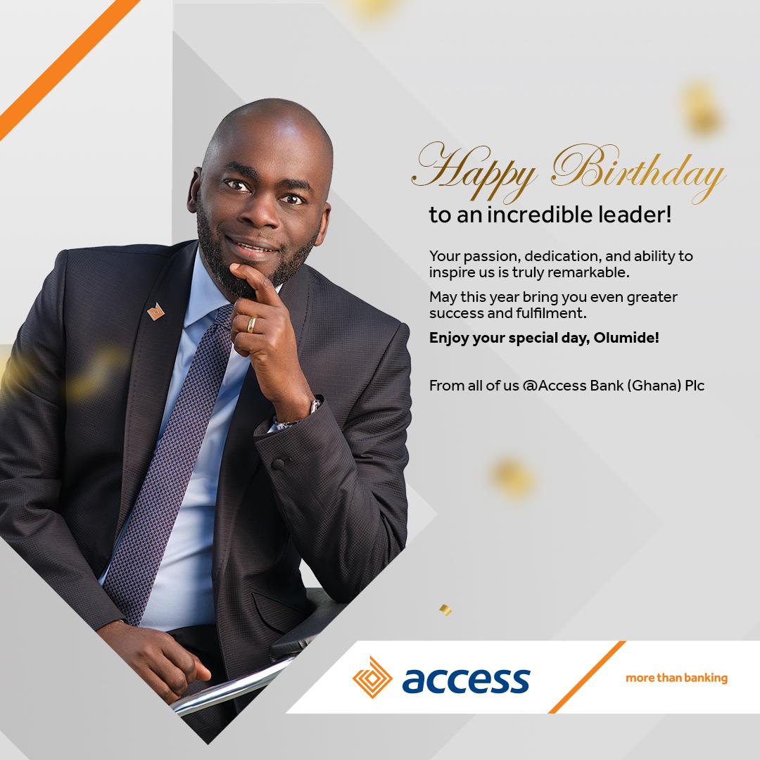 Happy birthday to the leader who motivates and empowers us to reach new heights every day @OlumideAccessGH. We appreciate you for being an incredible leader. From all of us @AccessBankGhana