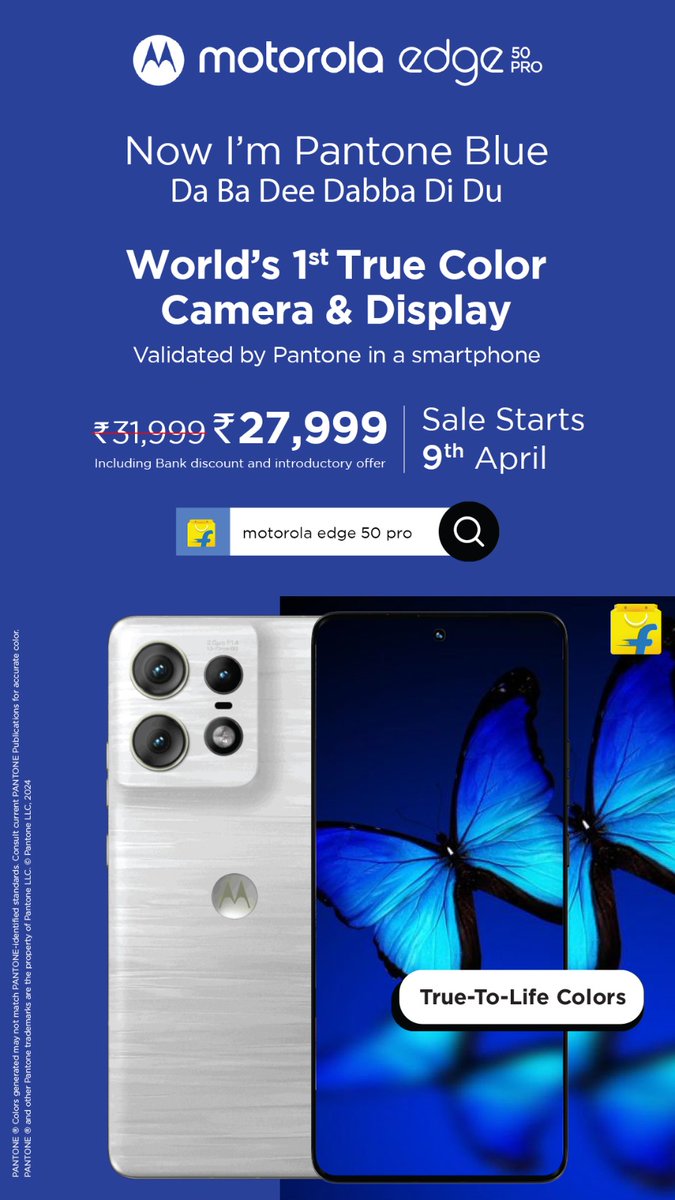 #MotorolaEdge50Pro brings true colours to life as the Pantone camera captures real colours like green to look real. A 100% color match 
#AIArtEdge2024 <a href="/MotorolaIndia/">Motorola India</a>

*Starting at  ₹27,999/- With bank and introductory offers *