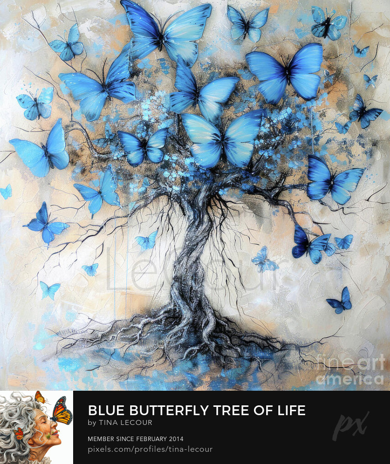 Butterfly Tree Of Life...Can be purchased here..tina-lecour.pixels.com/featured/blue-…

#trees #tree #inspiration #naturelovers #wallartforsale #wallart #homedecorideas #homedecor #interiordecor #interiordesigner #interiordesign #giftideas #gifts  #greetingcards #Butterflies #butterfly