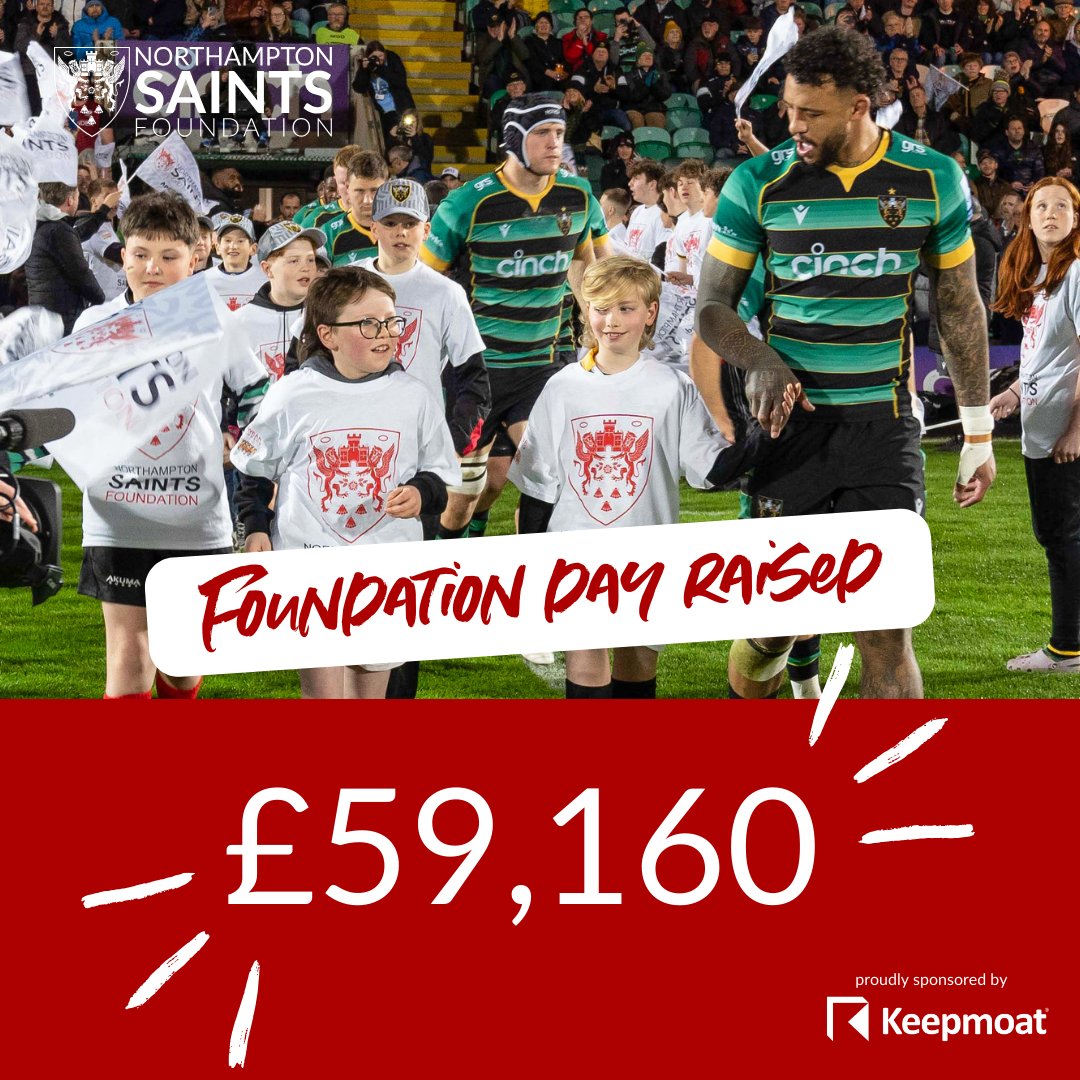 An incredible total raised from Foundation Day 👏 THANK YOU to everyone for their warmth, generosity and community spirit. northamptonsaintsfoundation.org/news/foundatio…