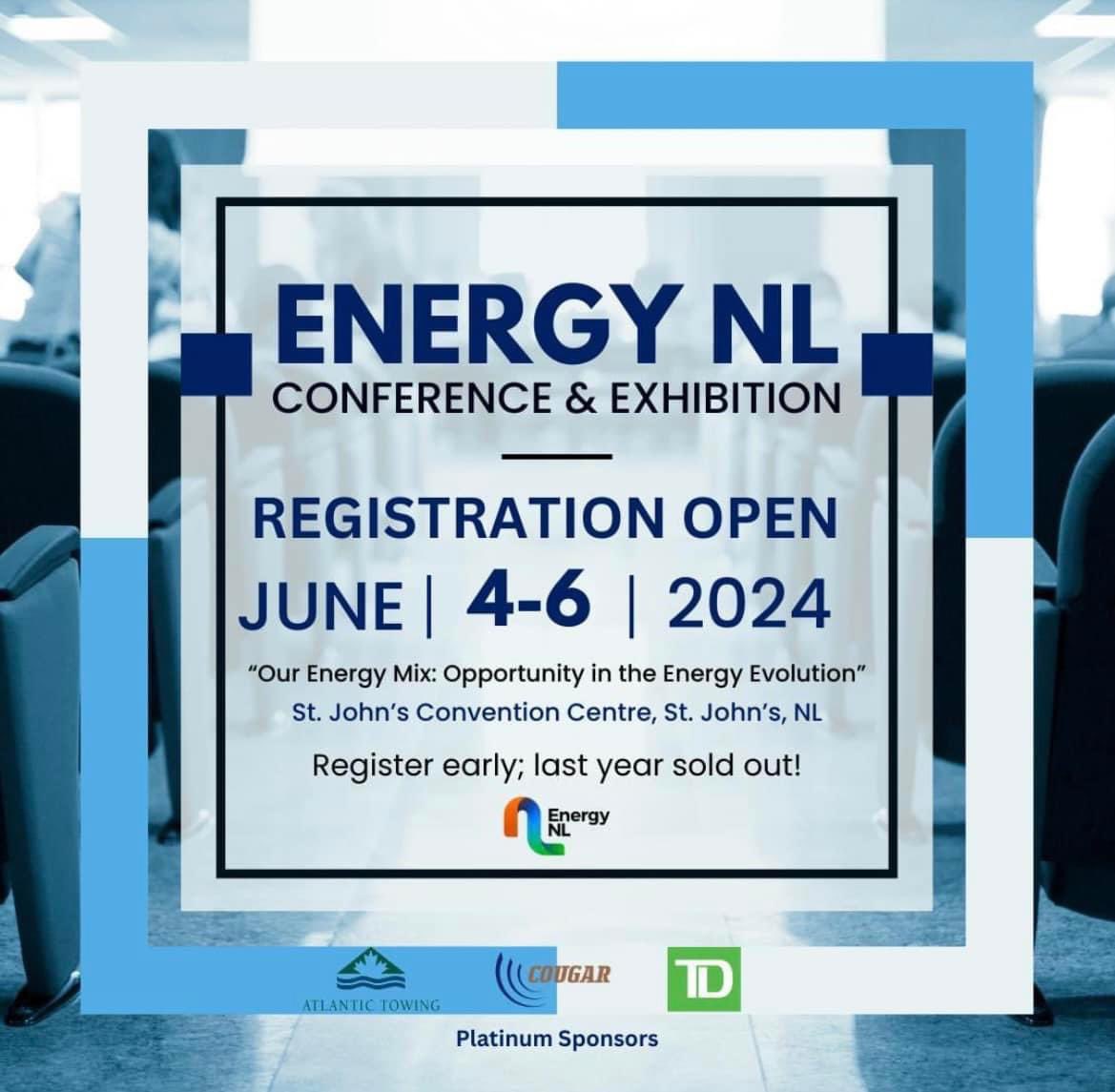 Registration is open for Energy NL’s Conference & Exhibition. Register here: energynl.growthzoneapp.com/ap/Events/Regi… #WeAreEnergyNL #EnergyNL