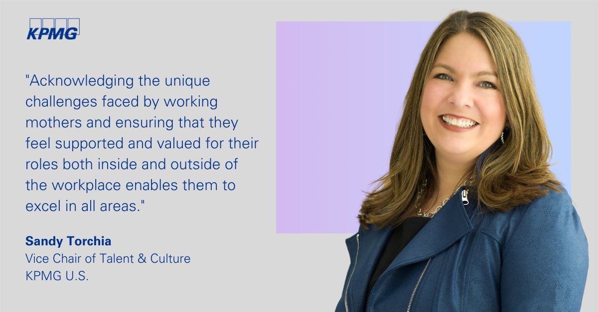 In a new @AccountingToday piece, KPMG's Sandy Torchia explains why flexible work, well-being initiatives, and support networks are critical to keeping the historically high numbers of women in accounting after they become mothers. Read more here: ow.ly/Xtn350R7rNh