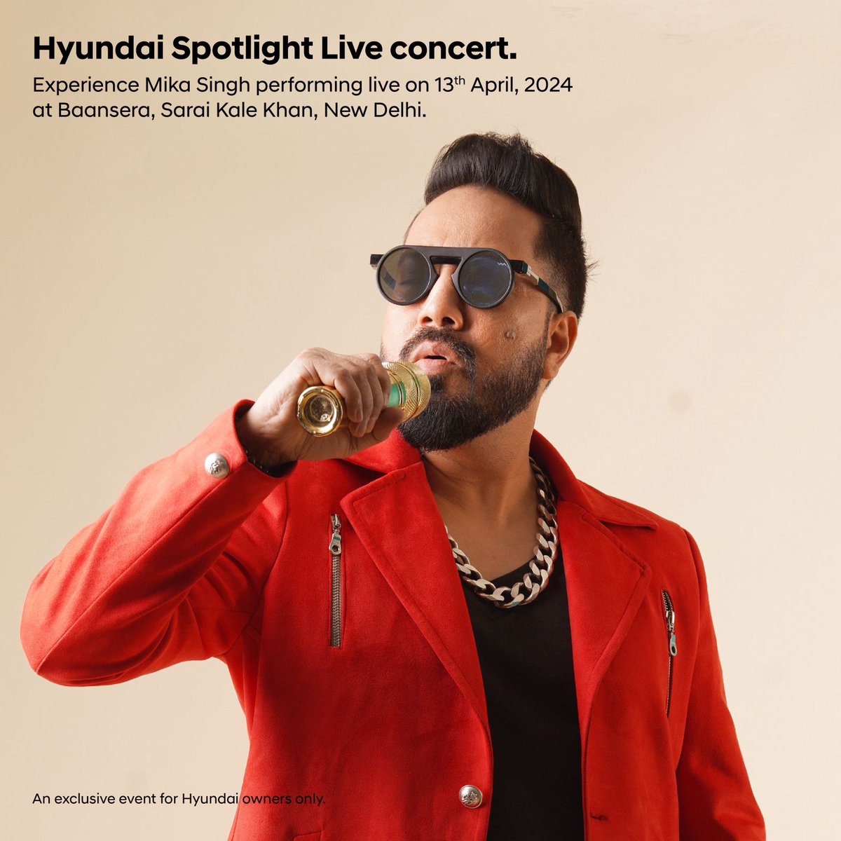 Attention Delhi! Get ready to sway to the mesmerizing tunes of Mika Singh at revamped venue for #HyundaiSpotlight Live Concert on April 13th, now taking place at Baansera, Sarai Kale Khan! Know more: hyundaispotlight.in #Hyundai #HyundaiIndia #ILoveHyundai #AisiCareNowhere