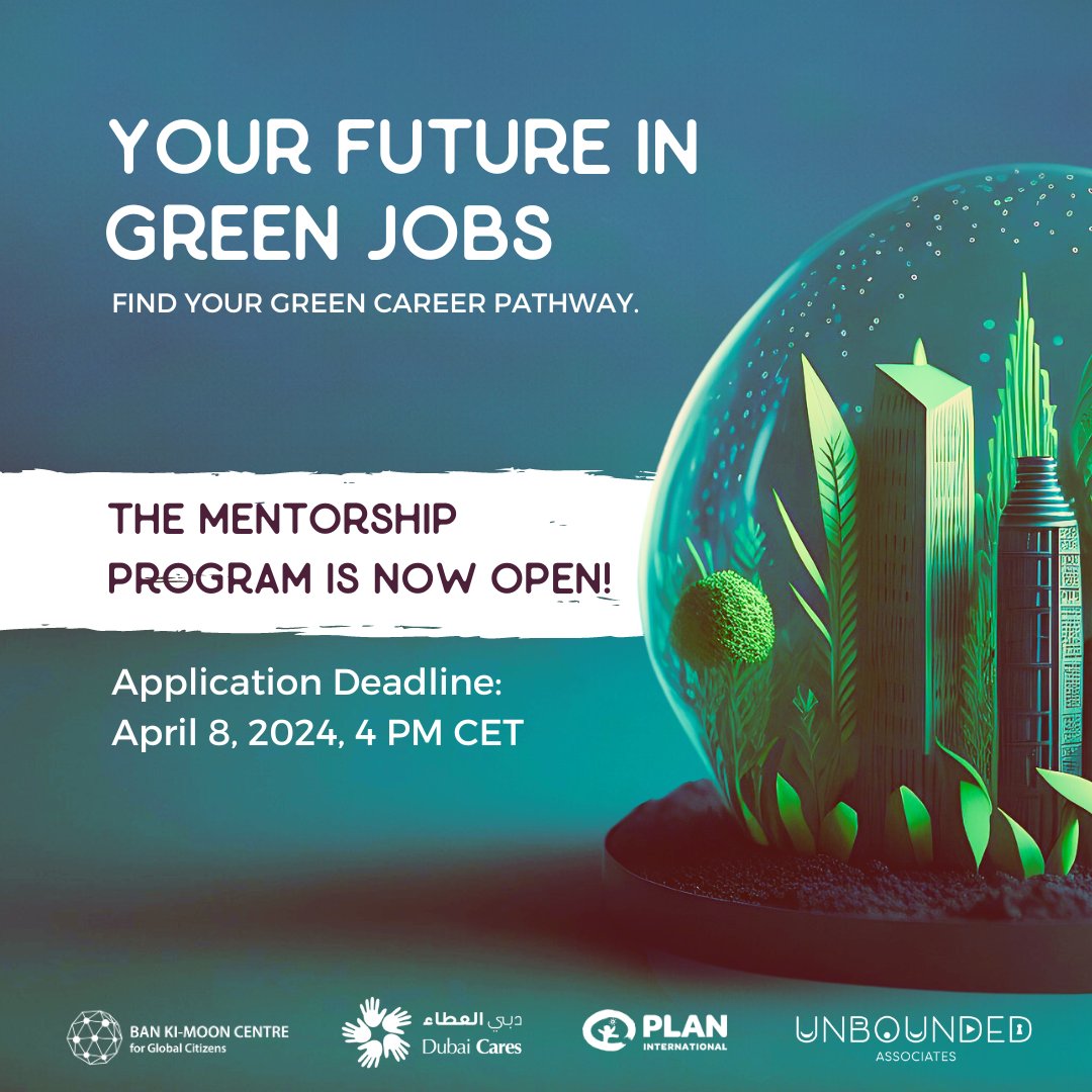 🟢 Are you between 14-20 years old? 🌍 Do you want to make a difference in your community? Our friends at the @bankimooncentre are looking for 20 young people interested in #GreenJobs & the #SDGs! 🌱 Apply now until April 8, 4 PM CET 👉 bankimooncentre.org/mentorship