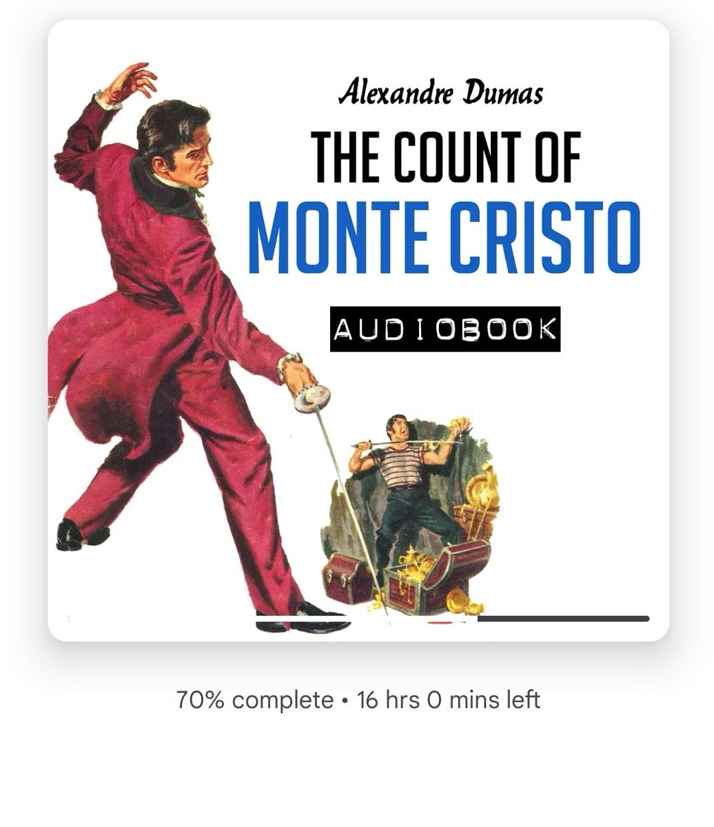 It's taking me forever to listen to The Count of Monte Cristo. I've read 3 other books since I've started it. I only listen to it when I exercise, but it takes me longer than the actual reading. Or is it my perception that it takes longer?