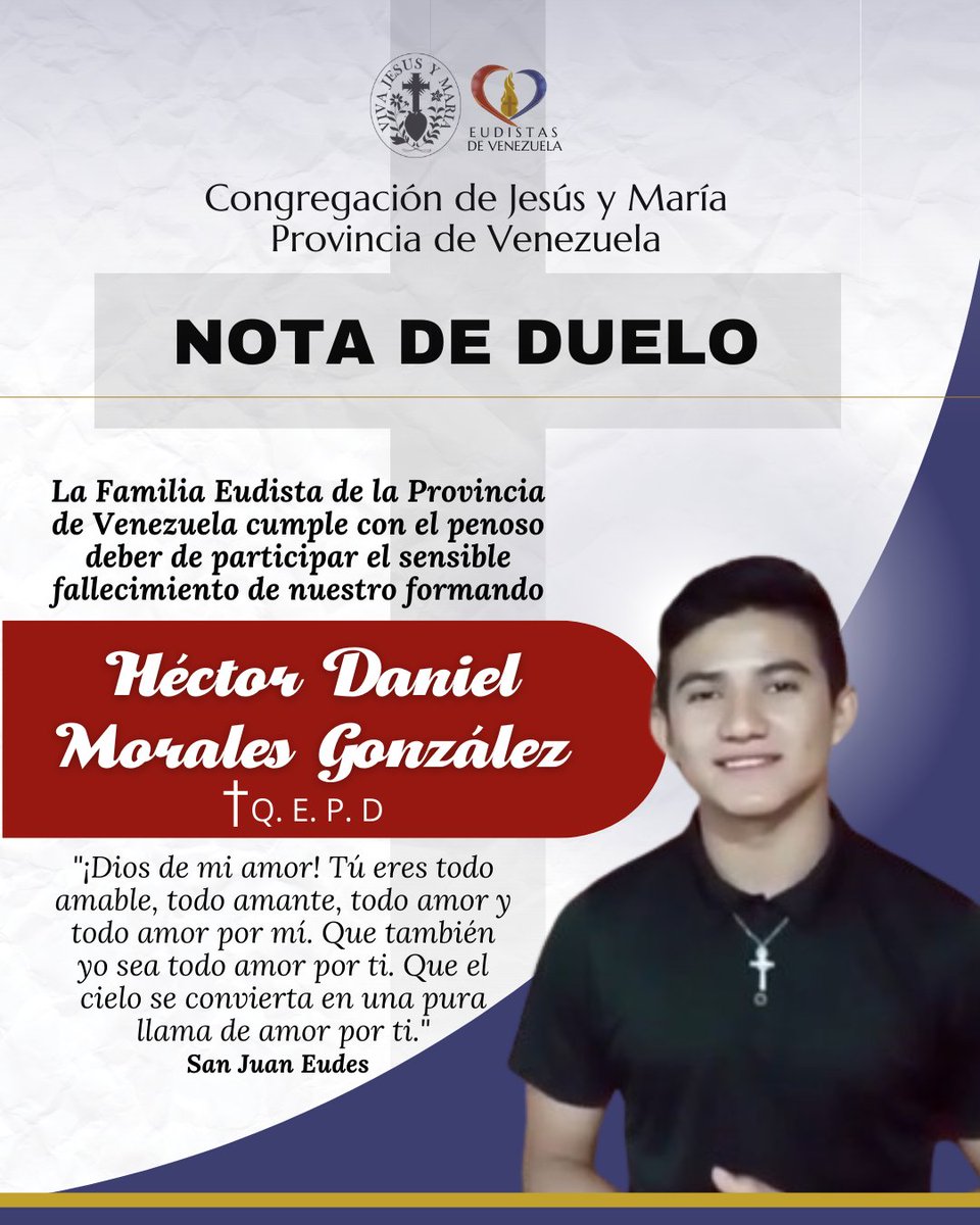 Elevamos una oración por el eterno descanso de nuestro formando Héctor,  quien se encontraba en la etapa Discipular de Formación.  Nuestro dolor se une al de su familia