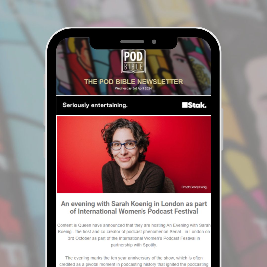 NEWSLETTER #209 // An Evening with Sarah Koenig from Serial @ContentisQn are hosting An Evening with Sarah Koenig – host & co-creator of @serial – PLUS, @williamhanson & @jordannorth1's podcast tour of @sextedmyboss will be showing in cinemas! READ NOW: mailchi.mp/podbiblemag/po…