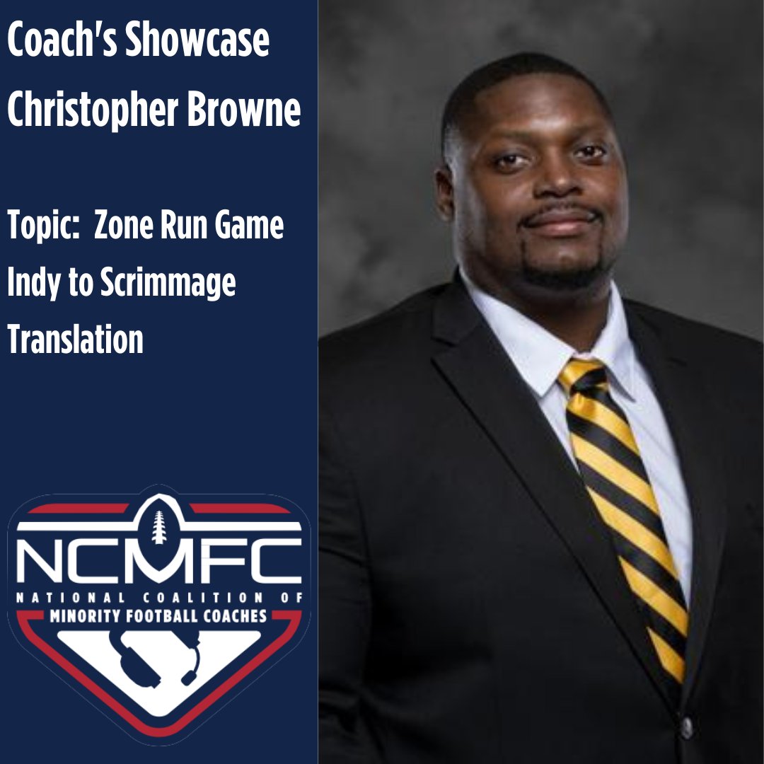 #JoinTheCoalition and @BamaStateFB OL Coach @CoachBrowne72 tomorrow at 7 PM ET/4 PM PT for the latest Coach's Showcase. Coach Browne will be going over zone run game. Members will be sent access credentials by email and text prior to the event. #PreparePromoteProduce