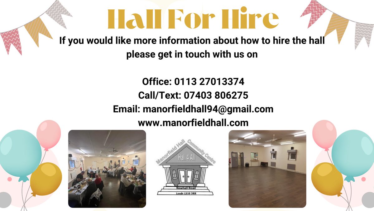 Need a hall for a special occasion? Why not take a look at what we can offer by visiting Manorfieldhall.com