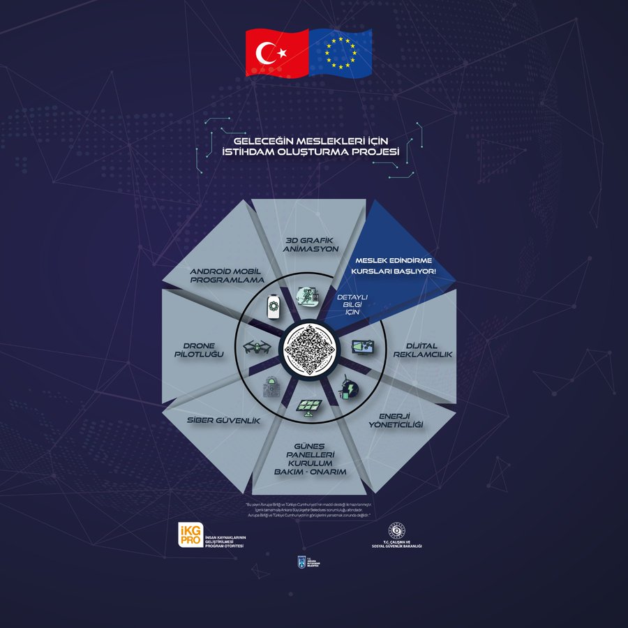 Meslek Edindirme Kurslarımız Başlıyor. ✅ ???? “Geleceğin Meslekleri için İstihdam Oluşturma Projesi” Kapsamında 7 farklı branştaki meslek edindirme kurslarımızla kariyerinizi şekillendirin. Kadınlar, dezavantajlı bireyler ve iş hayatında aktif olmayanlar için öncelikli fırsatlar sunuyoruz. Detayları incelemek ve başvuru yapmak için ???? https://forms.ankara.bel.tr/ab_meslek_edindirme_kurslari ???? Kurslarımız Ramazan Bayramı sonrası başlayacaktır.