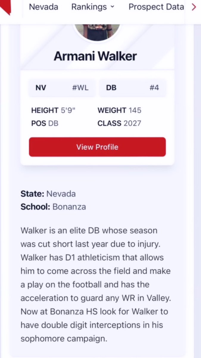 Ranked #4 freshman in Nevada at Db #AG2G🙏🏾 @PrepRedzone @PrepRedzoneNV