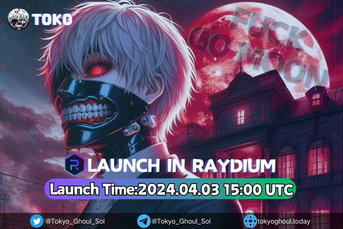 CryptoCity53's tweet photo. $TOKO | 🪙 Launch | Raydium

💎 Launch: 2024.04.03 15:00(UTC)

Do you know $TOKO? Half man, half ghoul, he has embraced his identity and joined the world of cryptocurrency. He wants to create a new world! In this new world, harmony and stability, no dumping, no counterfeiting, just to create a better cryptocurrency world!

▶️ Let's see what changes are coming next：

✔️ Twitter raid team
✔️ Youtube rule matrix
✔️ Super many coin websites listed
✔️ Airdrops and giveaways
✔️ CMC/CG fast track to listing
✔️ High-Level CT Influencers/KOLs on Telegram
✔️ Banner ads on major cryptocurrency websites
✔️ Multiple upgrades and fixes to DEX backend/UI
✔️ More CEX List
✔️ SolScan Trends
✔️ Bird's eye view
✔️ CEX landing plan

🔗Launch details：
💎Launch:2024.04.03 15:00(UTC)

🛡Contract:
47bjzEz7snuFQ5Q9WKYy2vjWdxsjVvDQroMMaxwds34z

🟢 Tax: 0% | 0%
🟢 Revoked: Freeze, Mint
🟢 DEX: Raydium
🟢 LP ownership, burned

▶️ Team Previous Projects:

📈 JOJO: 80X （Check Here） (https://t.co/SXSoZZo2IA…)
📈TYOGHOUL:  11X （Check Here） (https://t.co/AT6LjKJ1J5…)
📈 JOJO Solana: 34X (Check Here) (https://t.co/XwTkQX4Ouf…)

👍Telegram (https://t.co/1c652SeSgm) 
👍Twitter (https://t.co/rX7KBb02tb) 
🌐Website (https://t.co/t5zcAPkgc9) 
📔Whitepaper (https://t.co/eoa7yKGvR3)

#solana #sol $SOL #TOKO #SOLGEMS #SolanaMemecoin  #solnfts #launch #raydium