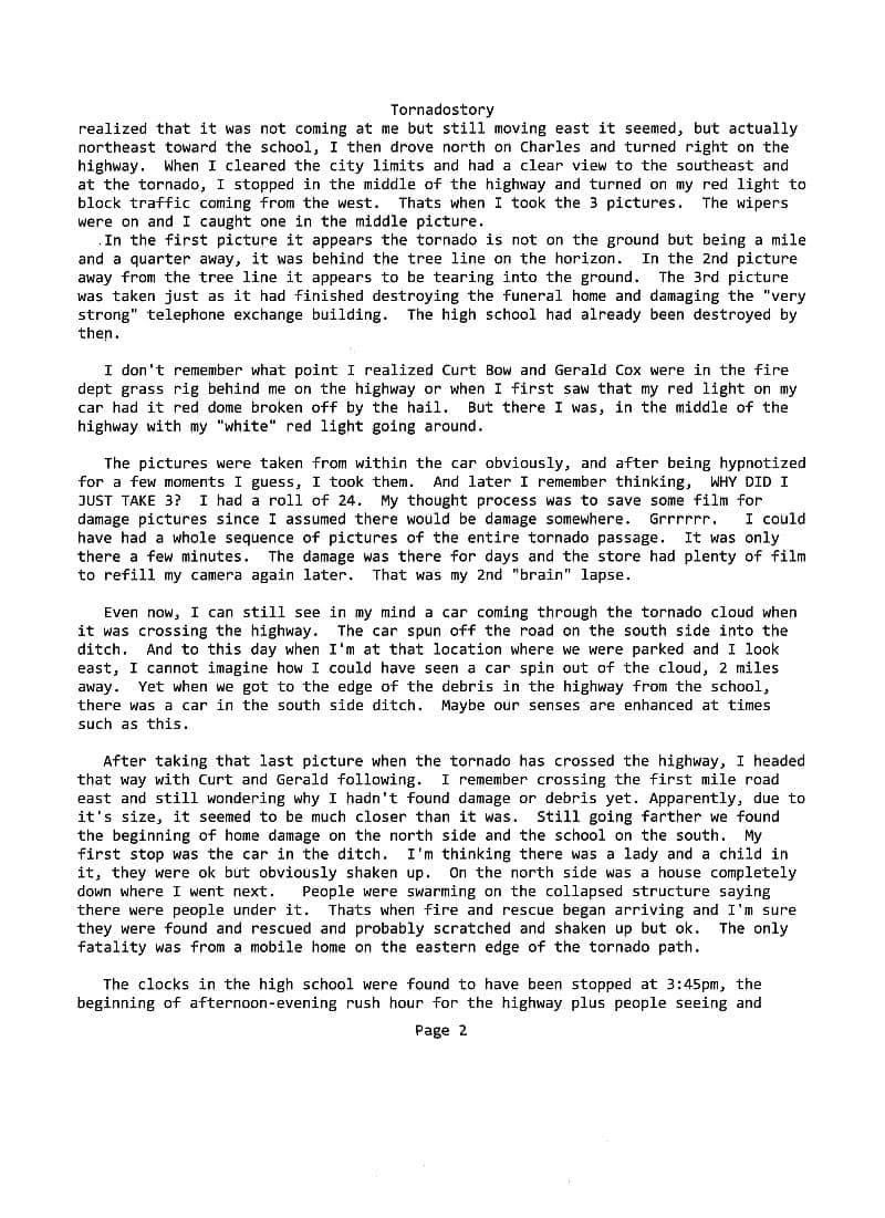 dedeckman's tweet photo. #OTD in 1974, one of the worst tornado outbreaks in history occurred. Here is an account from my dad of the event, with images of the EF4, one of which helped Dr. Fujita prove his multiple vortices theory. #inwx @NWSIndianapolis #superoutbreak @UofC @DrGregForbes #tornado https://t.co/JqcHnCJeu7