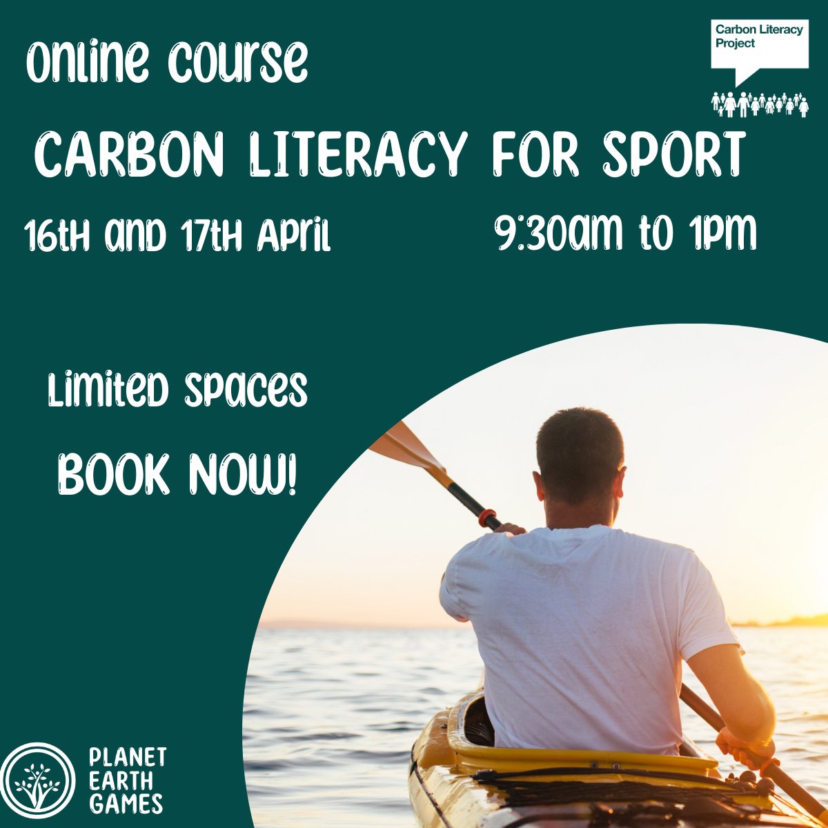 It's less than one month to Earth Day (22 April). Are you interested in sustainability, but unsure where to start? Join our @Carbon_Literacy for Sport online course, taking place over two half days eventbrite.co.uk/e/carbon-liter… #qualifications #climataction