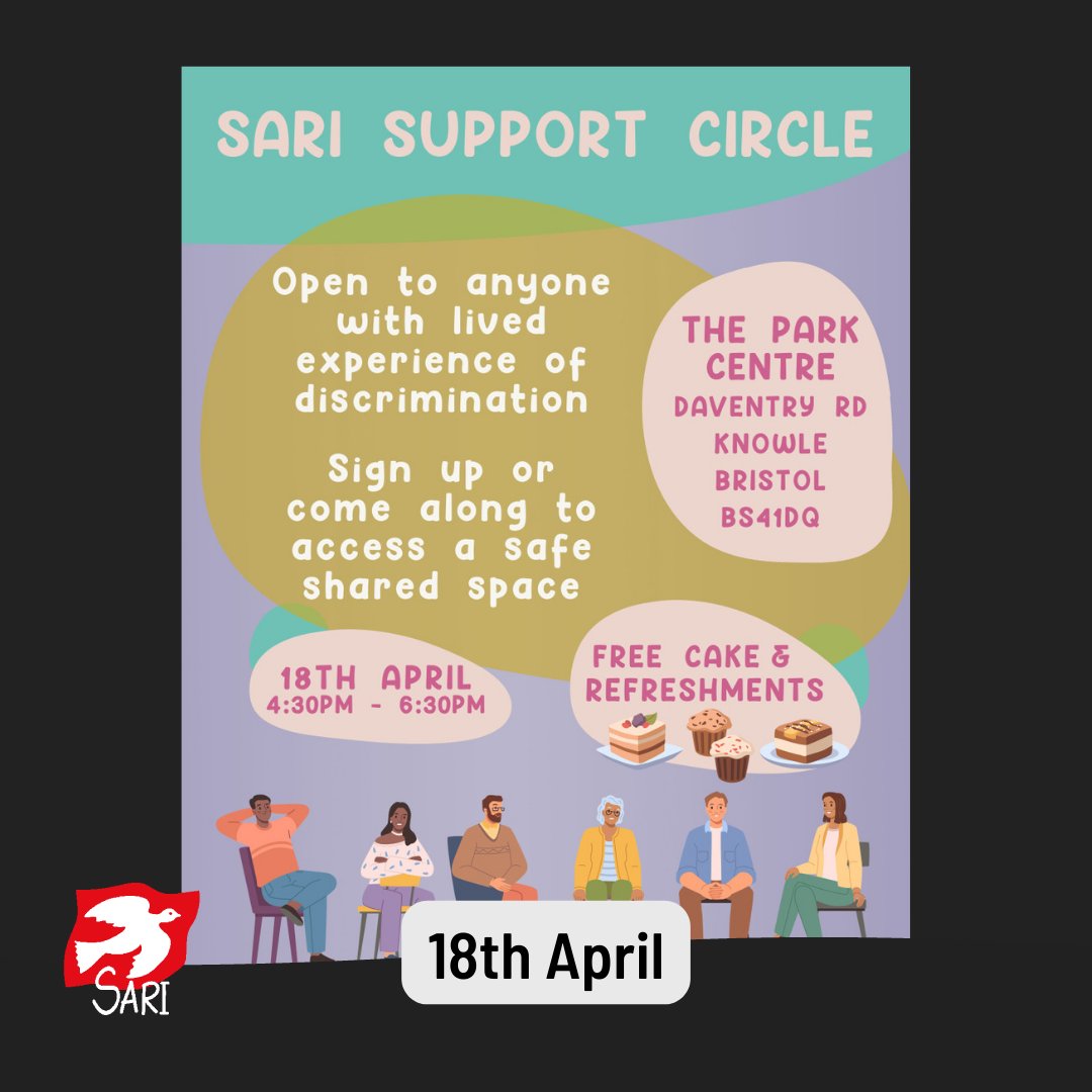 SARI Support Circle is a drop-in for anyone with lived experience of discrimination. It's an opportunity to meet people with shared experiences in a relaxed and informal atmosphere, and create a support network within your community. For more information: saricharity.org.uk/sari-support-c…