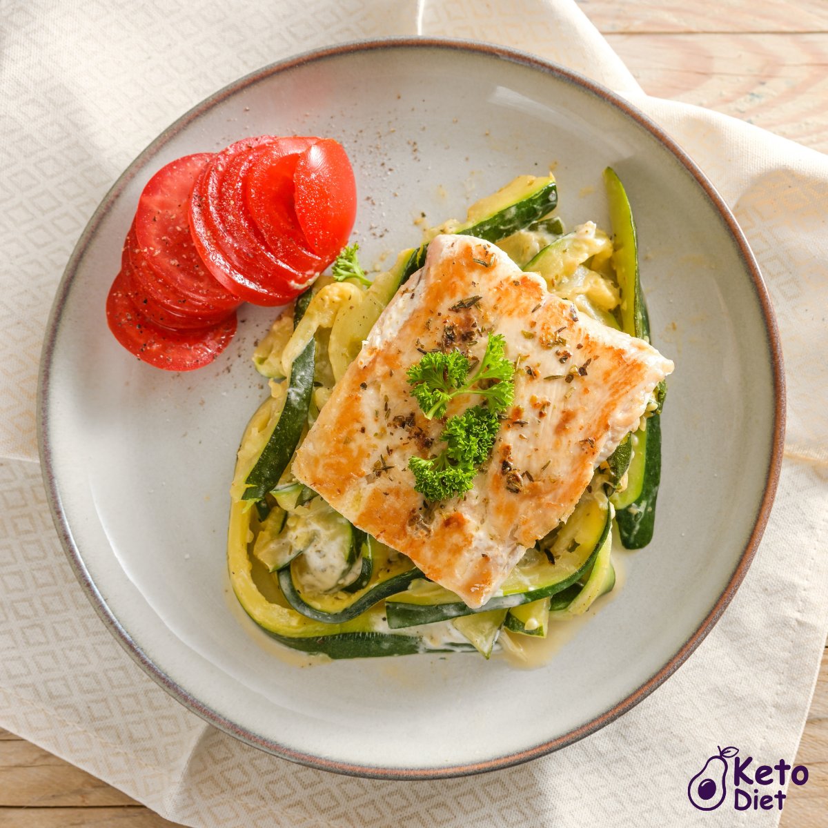 Here are some delicious Keto meal ideas. Let us know which one you prefer the most! 😍⁠⠀⁠ 𝟭. Grilled Chicken Salad.⁠ 𝟮. Halibut with Lemony Zucchini Noodles.⁠