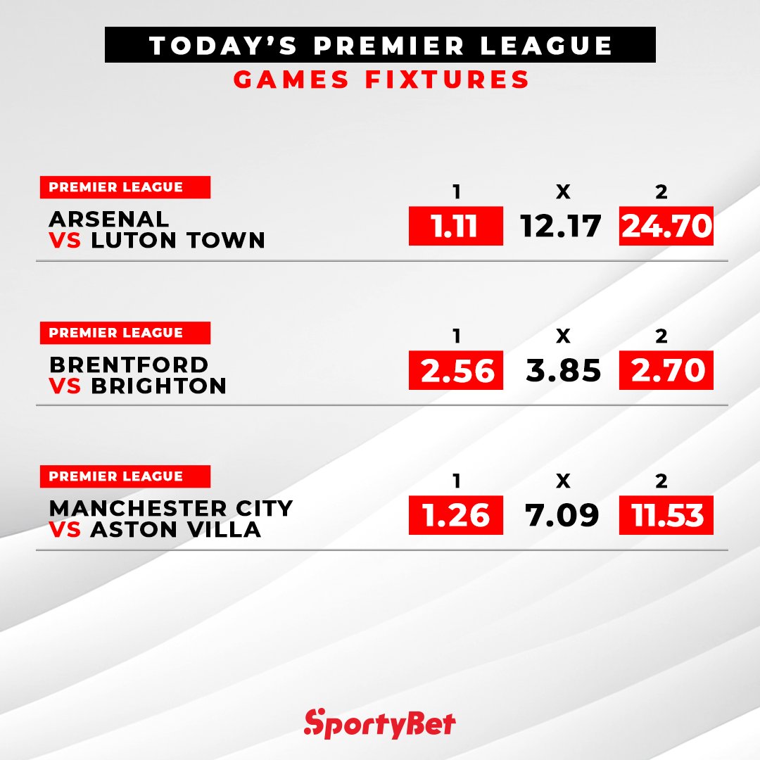 Premier League Matchweek 31 continues today with title chasing Arsenal and Manchester City in action! ⚽

Will there be any upsets! 🤔

Place your Bets on SportyBet Now!
👉 SportyBet.com

#ARSLUT #MCIARS #PremierLeague