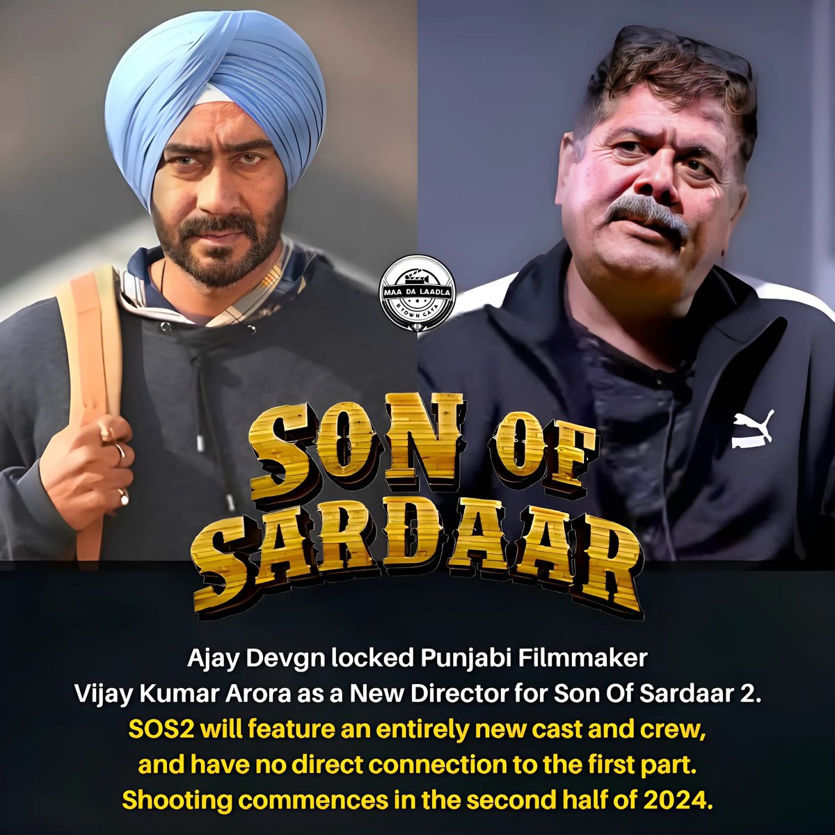 #AjayDevgn locked #Punjabi filmmaker #VijayKumarArora as a new director for #SonOfSardaar2. #SOS2 will feature an entirely new cast and crew, and have no direct connection to the first part. 😎🔥

Shooting commences in the second half of 2024. Currently in the pre-production