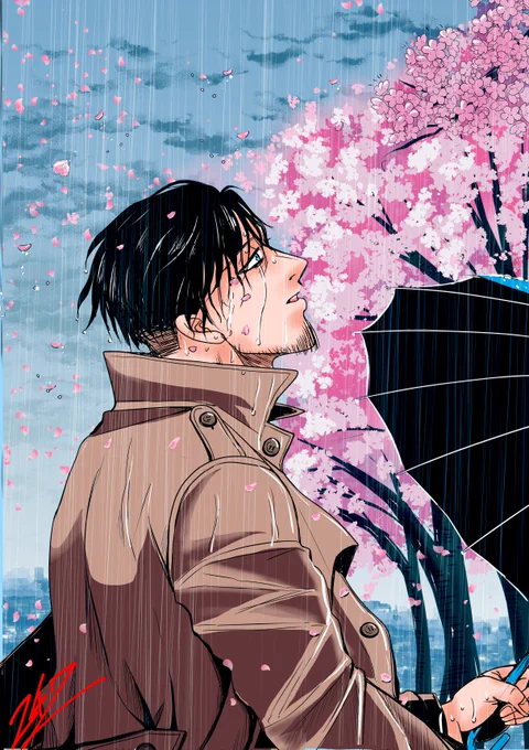 #イラスト 桜流しお題絵を完成させましたー 
