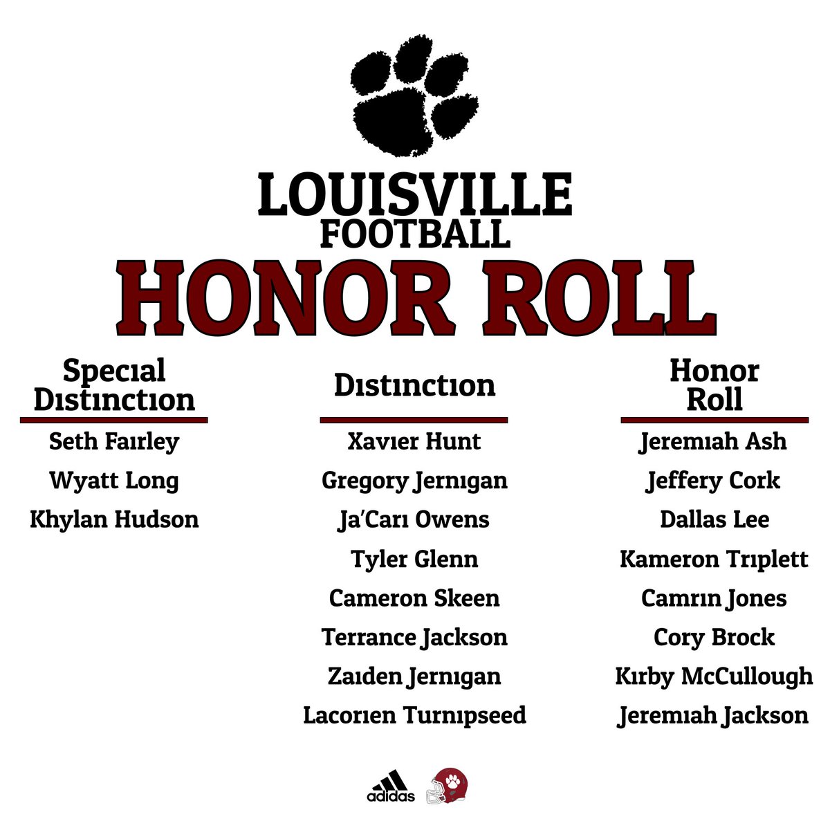 🏆Champions on the field AND in the classroom🏆

Congratulations to these Wildcat Football players for making Honor Roll for the Third 9-Weeks📚