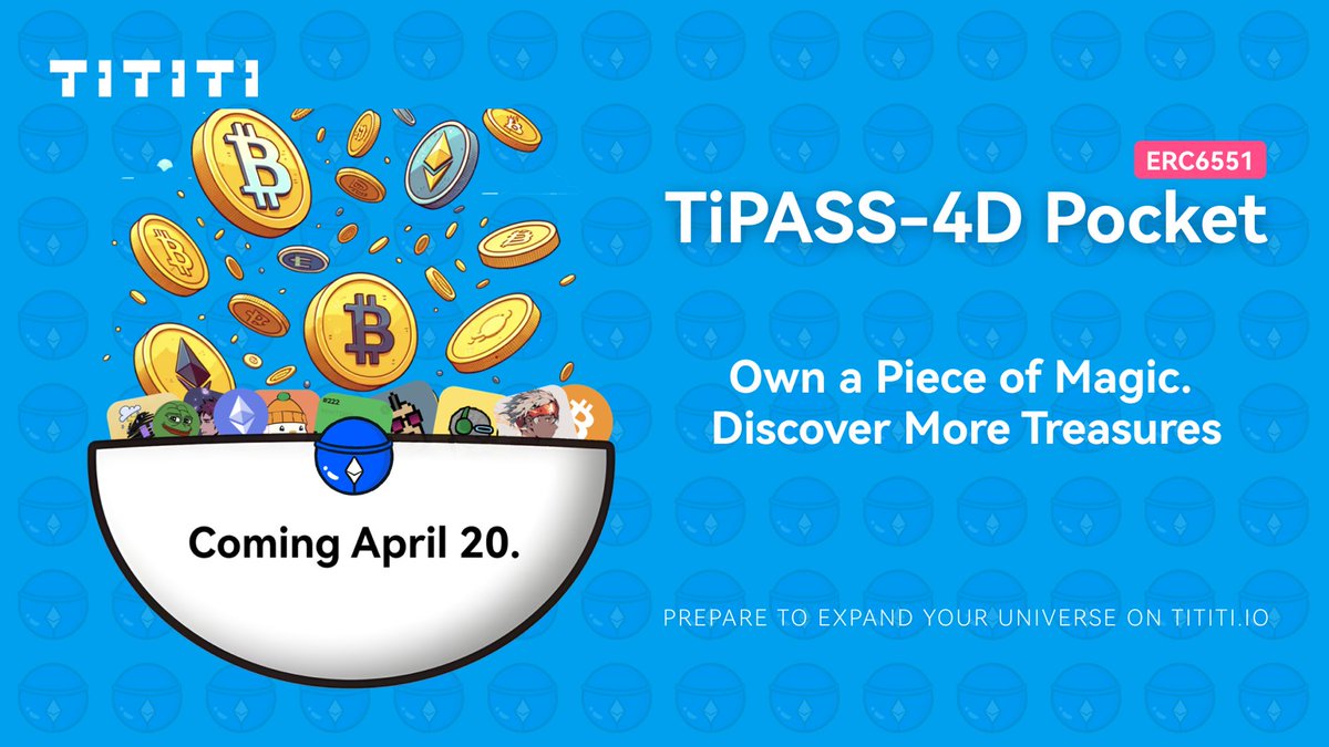 <a href="/1783DAO/">1783DAO (Crypto & AI) 🚀🚀🚀</a> 携手ERC6551 <a href="/erc6551/">ERC 6551</a> 合作方 TiTiTi  <a href="/TiTiTiOfficial/">TiTiTi</a> 给Web3 Community 家人空投白名单福利。
白名单为 <a href="/TiTiTiOfficial/">TiTiTi</a>  推出的平台首个ERC6551 NFT—TiPASS-4D Pocket。
总量：1500个
Mint时间：2024年4月20日
更多详情：tititi.io/ti-pass
权益
1.在 ERC6551
