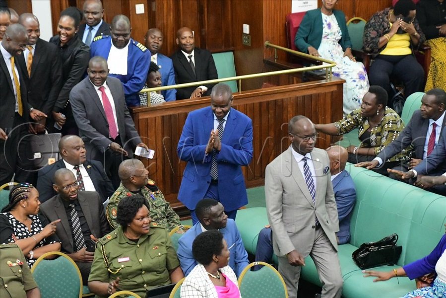 Immediately after taking oath, the state minister for children and youth affairs, @BalaamAteenyiDr was all smiles as he stepped onto the floor of @Parliament_Ug. @mkainerugaba @KagutaMuseveni