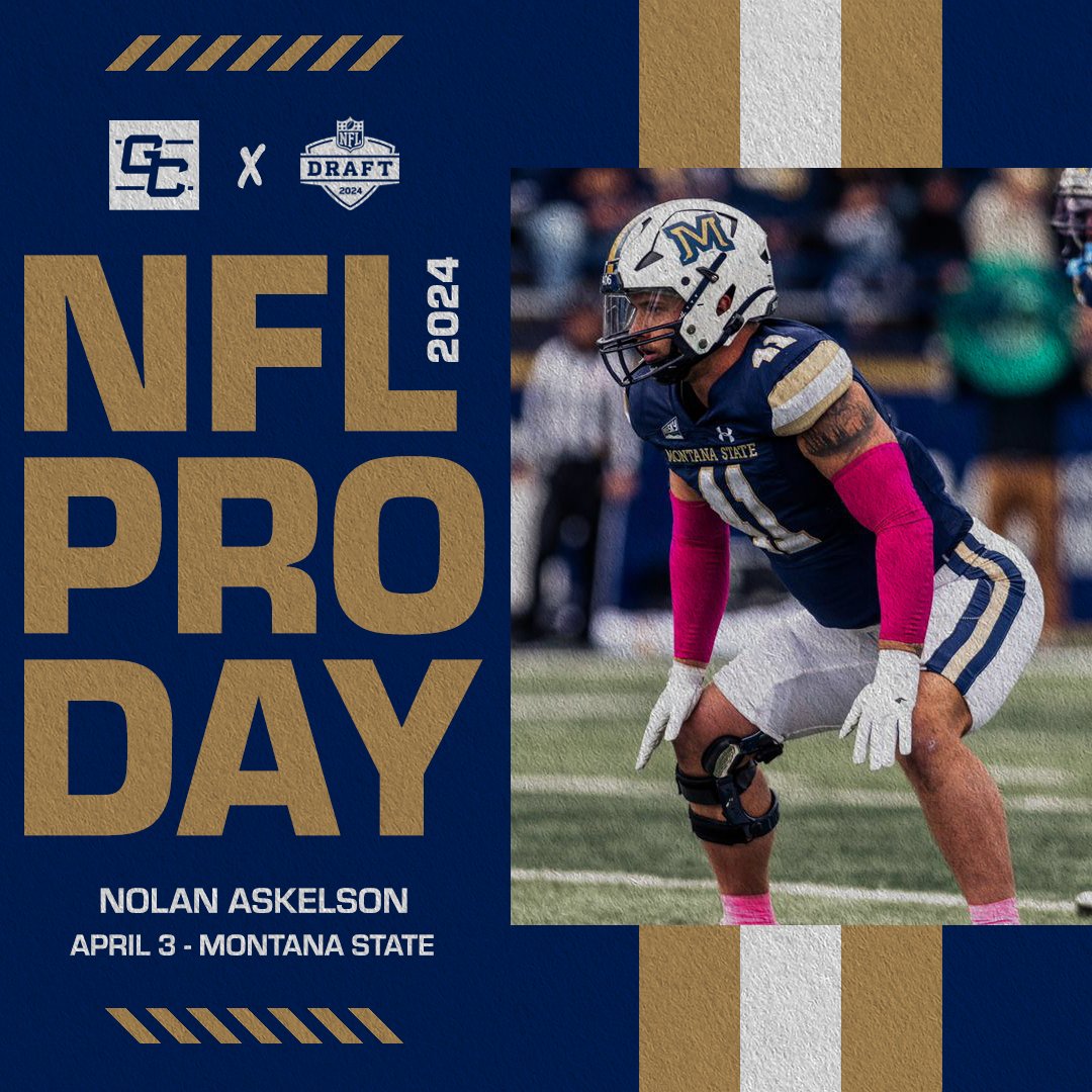 We want to wish Nolan Askelson the best at his Pro Day today! The Montana State Linebacker is ready to show his ability to get sideline to sideline. Nolan is pro ready and excited to show it. Profile: thegridironcrew.com/player/Nolan-A… #TGCathlete #NFLDraft #NFL #CFL #UFL #thegridironcrew